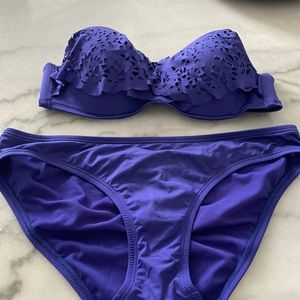 Blue Strapless Bikini